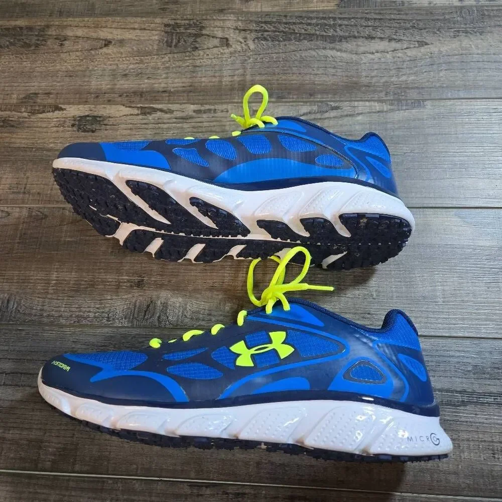 Under Armour men's blue Storm sneakers with neon laces size 12 running